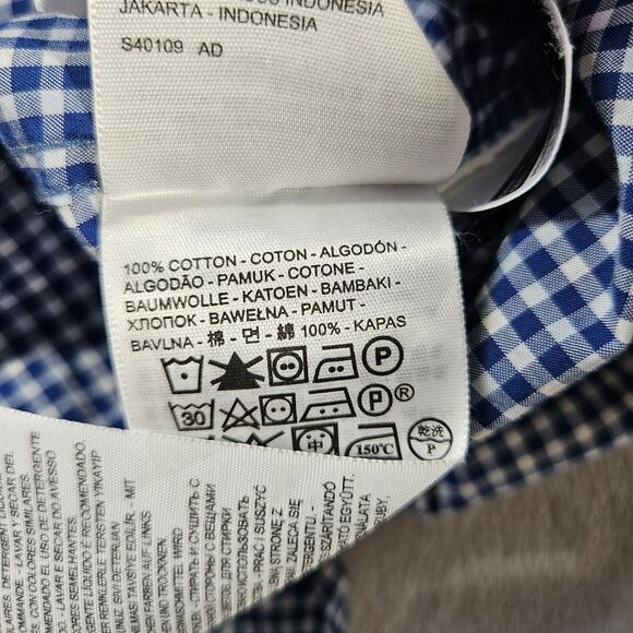 Levis Button Down Shirt Mens Large Slim Fit Blue Check Long Sleeve Pocket Office - Picture 6 of 10